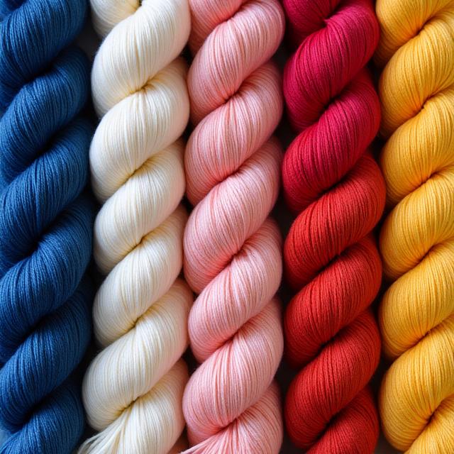 様々な植物染料で染められた、豊かな色合いの天然糸の束