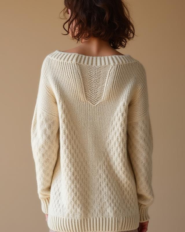 天然繊維で手編みされた、繊細な模様の快適なセーター