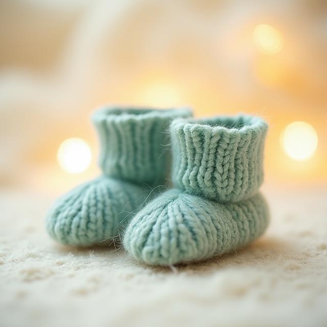 柔らかい天然ウールで丁寧に編まれたベビーブーティー