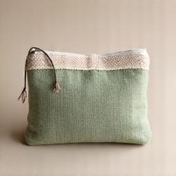 手織り麻のポーチ